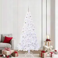 Prolenta Arbre de Noël artificiel blanc, 210 cm, en PVC et en acier. (Marque : Maison Exclusive)