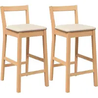 Syfax Tabourets de bar avec coussins (2 pcs) en bois massif naturel et caoutchouc