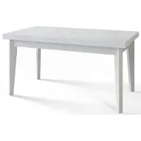 Alpi Möbel Skandi Table de salle à manger, rectangulaire, extensible, dimensions : 140-180 x 80 x 78 cm, couleur : blanc, avec pieds en bois de couleur blanche