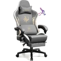 GTPLAYER Chaise de jeu Chaise de jeu avec haut-parleurs Bluetooth et repose-pieds, Dragon Series Chaise de bureau, fauteuil pivotant ergonomique, chaise d'ordinateur Gris