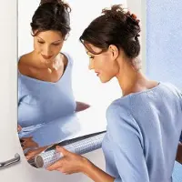 Markenlos Miroir autocollant 50X100Cm pour la maison Gym - PVC porte miroir autocollant pour mur - porte fenêtre plastique métal carreaux de céramique.