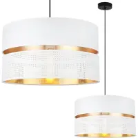 Light11 HOME Asti Duo Lampe À Suspendre Noir 1 Plat Or Blanc Abat-Jour Ts 40Cm