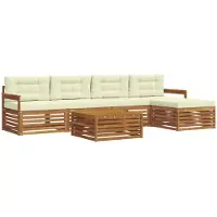 vidaXL Ensemble de canapés d'extérieur avec coussins 6 pièces Nature et Crème