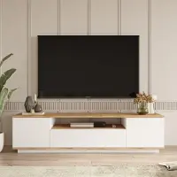 Syfax Meuble TV Pin Atlantique et Blanc, 180 x 45 x 45 cm, Panneaux Mélaminés 18mm, Moderne