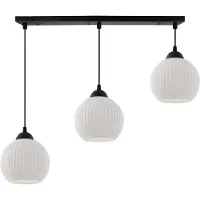 Light11 HOME Lampe à suspendre Riffle Noir 3 flammes avec abat-jour boule blanc E27