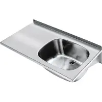 Kwc Bassin multifonction , modèle SIRIUS, en acier inoxydable, dimensions 1000 x 230 x 500 mm, avec surface de rangement sur le côté gauche