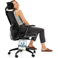 Desktronic Chaise de bureau ergonomique SitOne, réglable, noire, accoudoirs 4D, soutien lombaire intégré à 4 positions