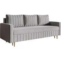 Emporius Furniture Canapé-lit 215 cm Scandi - Canapé avec fonction sommeil, coffre de lit, choix de couleurs, pieds en bois (Gris - Jasmine 90)