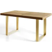 Alpi Möbel Table de salle à manger industrielle LOFT-U, dimensions : 200 x 100 x 77 cm, table de salon couleur : Craft, avec pieds en métal de couleur or