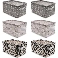 Markenlos Panier de rangement en lin Boîtes de rangement étanches avec poignées Pliable Commode Organisateur de tiroirs Jouets Cosmétiques Boîte de rangement - Boîte de rangement