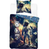 Detexpol Linge de lit, linge de lit en coton, pour enfants 160x200 5869a Cosmonaut