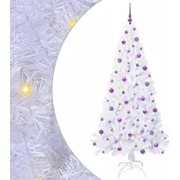 Syfax Sapin de Noël artificiel avec 300 LED Blanc 210 cm PVC et Acier
