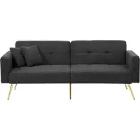 Sweiko Canapé-lit avec fonction lit, angle réglable, pieds dorés, avec coussins et poches de rangement latérales