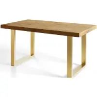 Alpi Möbel Table de salle à manger industrielle LOFT-U, dimensions : 160 x 90 x 77 cm, table de salon couleur : Lancelot, avec pieds en métal de couleur or