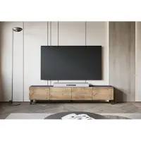 MINIO go for it , meuble TV LOKET 190 cm – Buffet élégant avec beaucoup d'espace de rangement et pieds hauts, graphite Matera / châtaigne Breslau
