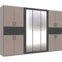 Wimex Armoire Taiga Armoire à portes battantes avec miroir Finition au choix : gris sable / graphite