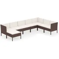 Syfax Salon de jardin 8 pcs avec coussins résine tressée marron