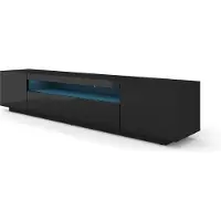 Homlando LOWBOARD 200 cm Meuble TV, meuble bas avec LED, table hi-fi, noir brillant + éclairage LED