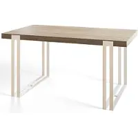 Alpi Möbel Table de salle à manger rectangulaire ROSA - Table extensible - Dimensions : 160-260 x 90 x 77 cm - Couleur : Sonoma - Avec pieds en métal de couleur blanche