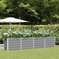Prolenta Maison Exclusive - Jardinière en acier galvanisé, gris clair, dimensions : 385 x 50 x 75 cm