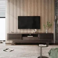 Sweiko Meuble TV avec un tiroir et deux portes, meuble TV, panneau TV, meuble TV bas, armoire TV. Design unique, couleur bois vintage.
