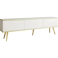 Emporius Furniture Armoire TV Rodi - Meuble TV 3 abattants, pieds - Buffet TV 175 cm, salon, PUSH TO OPEN (blanc + or)