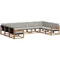 vidaXL Ensemble de canapés d'extérieur avec coussins 9 pièces Naturel et gris clair