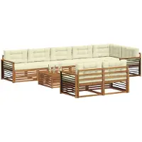 vidaXL Ensemble de canapés d'extérieur avec coussins 9 pièces Nature et Crème