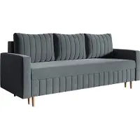 Emporius Furniture Canapé-lit 215 cm Scandi - Canapé avec fonction sommeil, coffre de lit, choix de couleurs, pieds en bois (gris foncé - Jasmine 96)