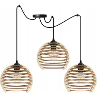 Light11 HOME Suspension, lustre, bois, abat-jour LED