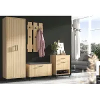 BDW , armoire à chaussures, 70×52×35 cm, banc, Loft, Santago, chêne de Slavonie