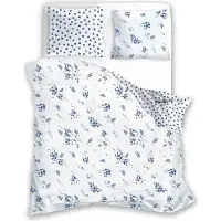 Faro Linge de lit, parure de lit en satin, haute qualité 200x220 Milagro Verde 012 Fleurs bleues