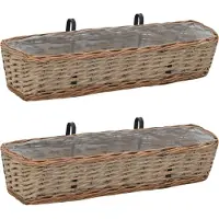 Prolenta Maison Exclusive - Jardinières de balcon, lot de 2, en osier avec revêtement en PE, 80 cm