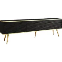 Emporius Furniture Meuble TV Rodi - Meuble TV 3 volets + MDF, pieds - Buffet TV 175 cm, salon, PUSH TO OPEN (noir + or)