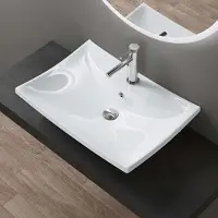 Doporro Lavabo Vasque à Poser ou Monter au Mur 60,5x44x18cm Lave Mains Évier Suspendu Design Bruxelles709