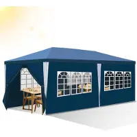 Peviasot Pavillon de jardin , tente de jardin, tente de marché, structure stable, pavillon de jardin avec revêtement PE, protection solaire pour l'extérieur, couleur bleue, dimensions 3 x 6 mètres