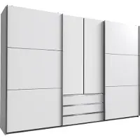 Wimex Armoire à portes battantes et coulissantes « Magie », modèle « Armoire à vêtements », couleur au choix : blanc