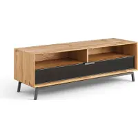 Feldmann-Wohnen Meuble TV bas moderne Loft 160x50x54cm Bois massif huilé Couleur au choix