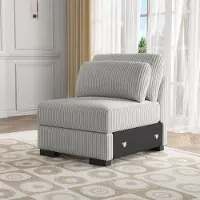 UnboxG fauteuil / fauteuil individuel en velours côtelé gris, chaise de salon, rembourré