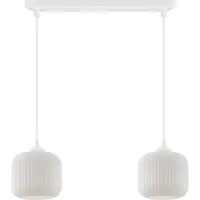 Light11 HOME Lampe à suspendre Riffle Blanc 2 flammes avec abat-jour cylindrique blanc E27