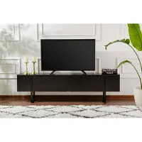 Syfax Meuble TV SERENITY Noir, 180 x 50 x 30 cm, Aggloméré Mélaminé