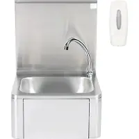 Bc-elec - ASS01 Lave-mains mural inox avec distributeur de savon, commande au genou, évier à commande fémorale