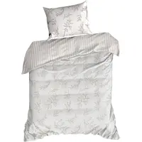 Eurofirany | Parure de lit - Linge de lit - 140 x 200 - Satin de coton - beige - Ensemble de housse de couette - Motif à feuilles