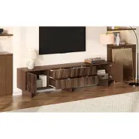 OKWISH Meuble TV 180 cm Moderne avec 4 Tiroirs et 2 Portes - Meuble TV Bas Noyer pour Télévision jusqu’à 75 pouces
