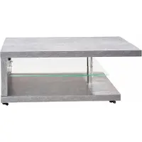 Feldmann-Wohnen Table basse table de salon 107x67cm couleur pierre fond en verre avec éclairage LED