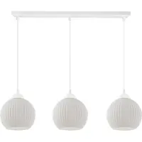 Light11 HOME Lampe à suspendre Riffle Blanc 3 flammes avec abat-jour boule blanc E27