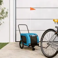 Prolenta Maison Exclusive - Remorque pour vélo, pour chiens, bleu et noir. Tissu Oxford et fer