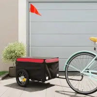 Prolenta Maison Exclusive - Remorque pour vélo, noire et rouge, capacité de 30 kg, en fer