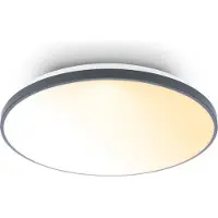 Briloner Plafonnier LED télécommande Ø48cm rond 44W 5300lm 2200K-4000K blanc chaud à blanc neutre dimmable anthracite - Lustre salon chambre cuisine