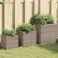 Prolenta Maison Exclusive - Ensemble de 3 pots de fleurs, gris, en polyrotin